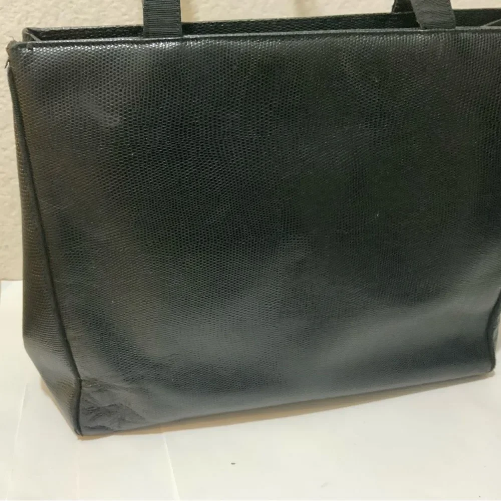 Vintage Salvatore Ferragamo Tote Bag Embossed Leather Black  Authentic